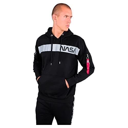 Image of Alpha Industries NASA RS Hoody Mens Hooded Sweat Black
