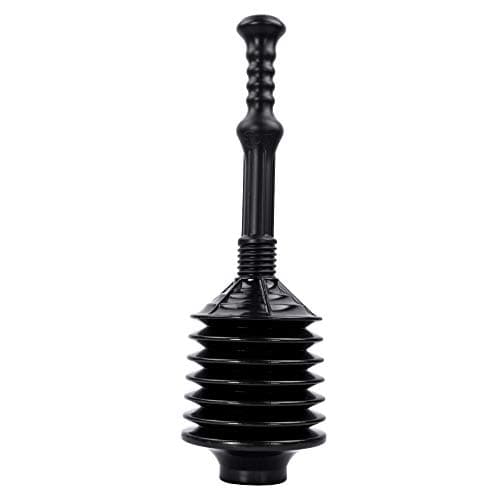 Image of VETTA Professional Bellows Accordion Toilet Plunger, High Pressure Thrust Plunge Removes Heavy Duty Clogs from Clogged Bathroom Toilets, All Purpose Commercial Power Plungers for Any Bathrooms, Black