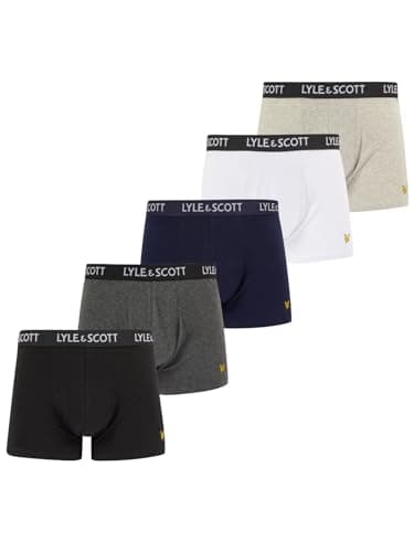Image of Lyle & Scott Mens 5 pack Miller Trunks Black/Navy/Grey M
