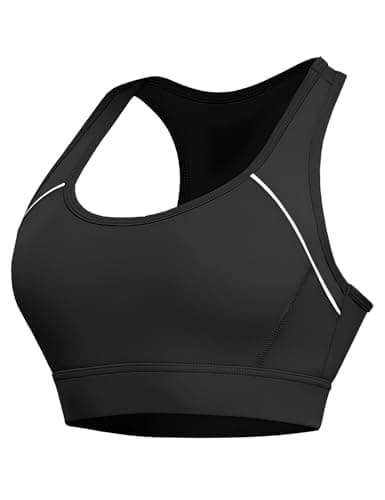 Image of Paeceioni Sports Bras Women High Impact, Seamless Racer Back Padded Support Comfort Bra, Adjustable Running Bra Women High Impact, Ladies Sports Bras for Yoga Gym Workout Fitness Black(M)