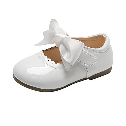 Image of Kids Girls Ribbon Bow Spanish Wedding Party Girls Mary Jane White Infants Toddler Shoes Size