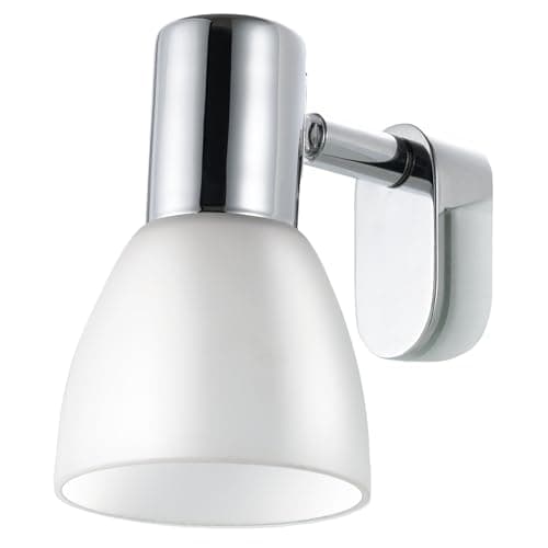 Image of Eglo Mirror Light Vanity Sticker, Bathroom wall lamp, Makeup Shaving Lighting, Clip-on Spotlight, Metal Chrome and White Glass, IP44, E14 Socket