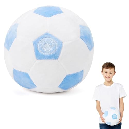 Image of Manchester City FC Officially Licensed Plush Football - 22 cm Soft Toy Pillow - Fluffy Stuffed Footy Ball Ideal for Kids and Adults - Perfect Sports Gift for Cityzens