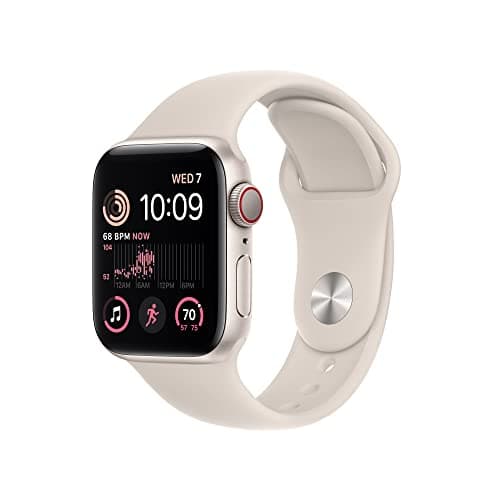 Image of Apple Watch SE (2nd Gen) (GPS + Cellular, 40mm) - Starlight Aluminium Case with Starlight Sport Band, Regular (Renewed)