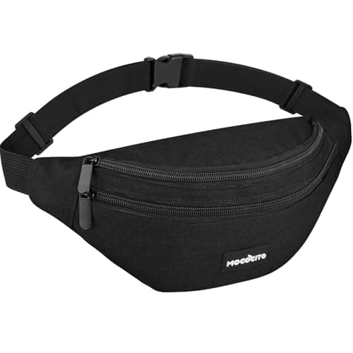 Image of MOCOCITO Bum Bag Fanny Pack for Men Women Waist Bag Bumbag Travel Money Belt Fashion Bum Bag with3 Zip Pockets and Adjustable Belt for Sport Running Hiking Jogging,Dog Walking