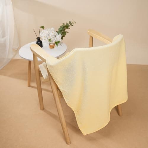 Image of Vie TRIOMPHE 100% Cotton Yellow Bath Towel 70x140cm Super Soft Absorbent Quick Dry Bath Sheet for Bathroom Spa Gym Beach Hotel Home Use