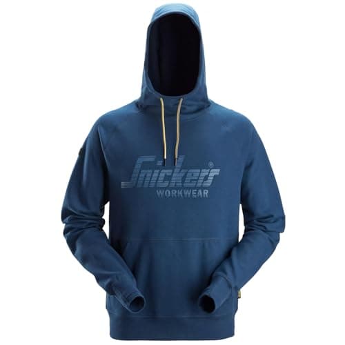 Image of Snickers Workwear Mens Logo Hoodie Sweatshirt 2894 (UK, Alpha, XL, Regular, Regular, Deep Blue)