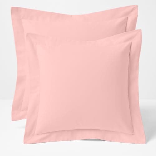 Image of Comfort Beddings 2 Pack Oxford Pillowcases – 65x65cm Continental Euro Pillow Covers – 100% Egyptian Cotton – 620 Thread Count Sateen – Pink Square Pillow Cases with Envelope Closure – Hotel Quality