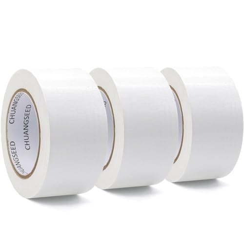 Image of CHUANGSEED 3 Pack white Waterproof Duct Tape 50mm x 27.4m Heavy Duty Strong Gaffer Tape for Repairs, DIY, Crafts, Bundling,and Moving Boxes, Indoor/Outdoor Use (White)