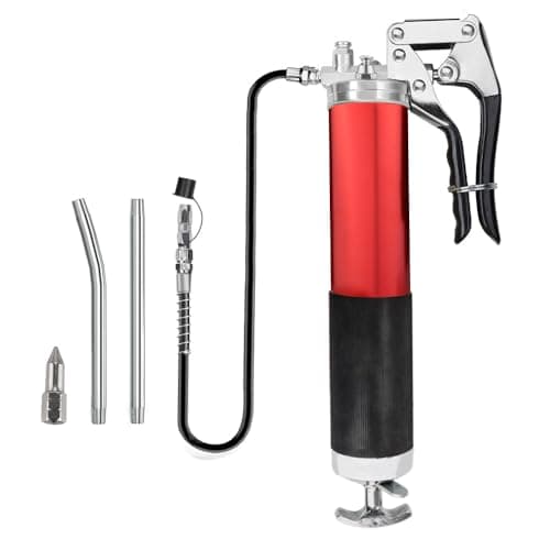 Image of Grease Gun, 7000 PSI Heavy Duty Pistol Grip Grease Gun 400CC Kit with Flexible Hose, Rigid Tubes and Nozzles