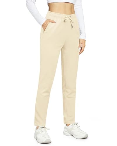 Image of OUGES Joggers for Women UK Tracksuit Bottoms Cotton Ladies Trousers Lounge Sport Pant Sweatpants with Pocket L Apricot