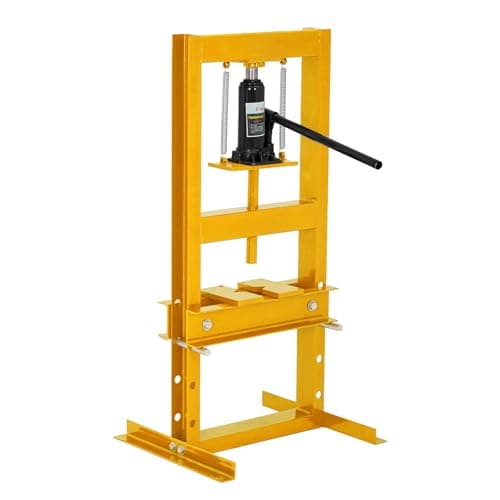 Image of 6 Ton Capacity Hydraulic h-Frame Floor Press with Adjustable Height Worktable & 2 Press Plates - Professional Metal Bending, Straightening, Gear and Bushing Repair for Automotive Workshops