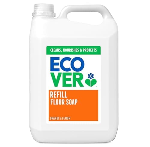 Image of Ecover Floor Soap Refill, Multi-Surface Floor Soap for A Bright Finish, Orange and Lemon Scent, Pack of 1, 1 x 5L