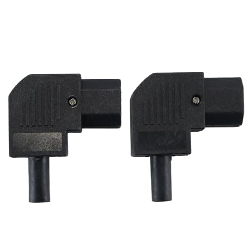 Image of Alide 90 Degree IEC C14/C13 Power Connector Adapter 2Pcs 250V/10A Rewireable C14 C13 Male Female AC Power Plugs Socket (Right Angle, Female)