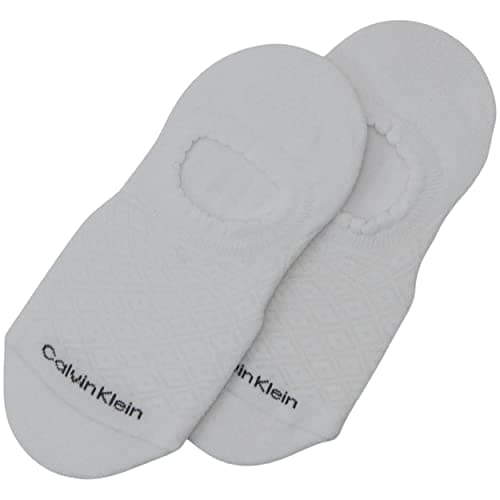 Image of Calvin Klein Women's Diamond Open Work High Cut Footie Socks (Pack of 2), White, One Size