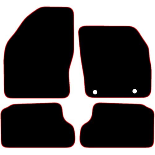Image of Carsio Carpet Car Mats For Ford Focus Mk2 2005-2011 Tailored Fit Floor Mat Set Complete Accessory Black Custom Fitted - All Weather, Anti-Slip Backing & Red Trim
