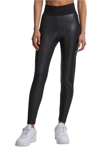 Image of Urban Classics Women's Ladies Faux Leather High Waist Leggings , Black (Black 00007), 5XL