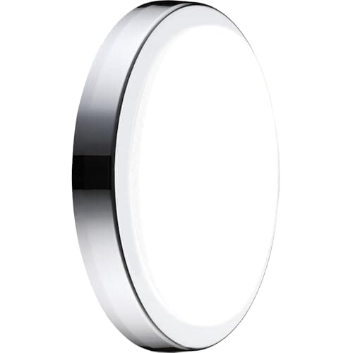 Image of Luceco Eco Indoor LED Bulkhead Light, Decorative Interior Lighting, Round, Silver/White, IP54, 14W, 1300lm, 4000K, EBH22S40