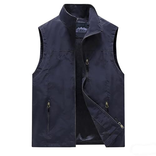 Image of Vivikivi Lightweight Gilet for Men, Quick Dry Casual Gilets Vest, Sleeveless Jacket Breathable Waistcoat Vest for Outdoor Fishing Camping Hiking Travel Work (Navy Blue,L)