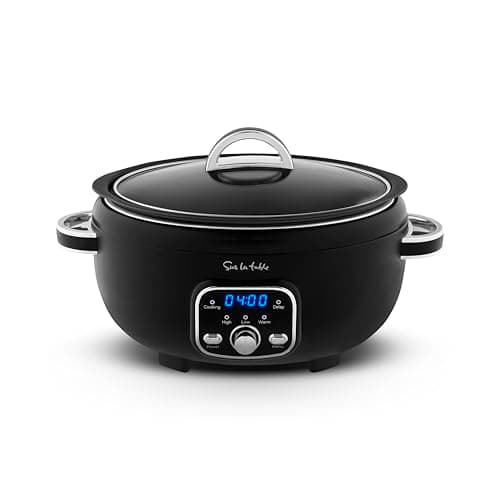 Image of Sur La Table Core 3.5 Litre Digital Slow Cooker for Stews and Casseroles, Digital LED Screen, 3 Temperature Functions, Removable Aluminium Pot, 200W, Black, SLT16010BLK