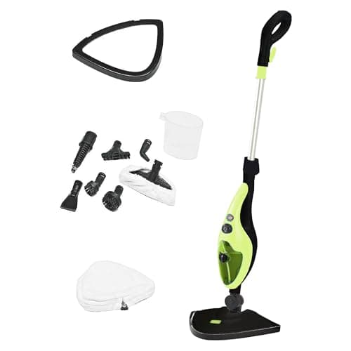 Image of 10 in 1 1500W Neo Hot Steam Mop Cleaner Floor Carpet Window Washer Hand Steamer with Mop Pad (Lime Green)