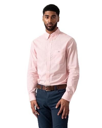 Image of GANT Men's Reg Classic Poplin Gingham Shirt, Washed Pink, XL