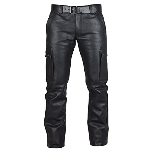 Image of Men's Faux Leather Trousers Cargo Pants Straight Leg Elastic Halloween Costumes Fashion Punk Retro Goth Hip Hop Trousers