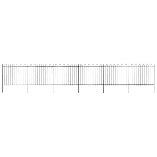 Image of vidaXL Garden Fence with Hoop Top Steel 1070x150 cm Black