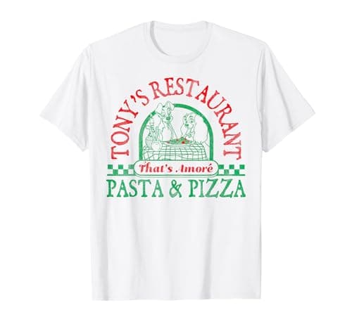 Image of Disney Lady and the Tramp Tony's Pasta Pizza Vintage Logo T-Shirt