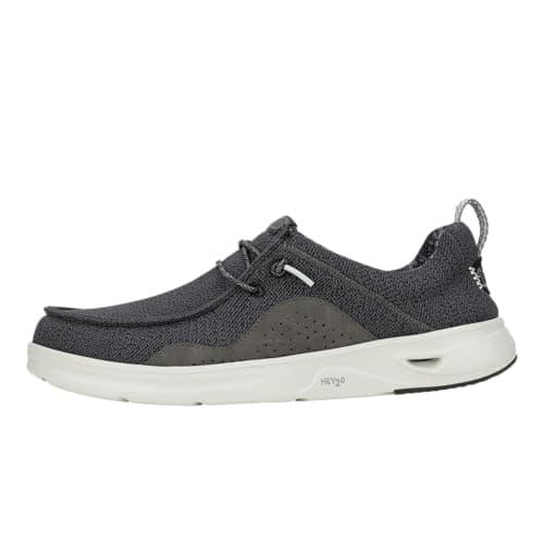 Image of HEYDUDE Men’s Wally Hey2O Mesh Slip On Shoes | Lightweight Comfort for Beach Days, Travel and Everyday Wear, Black/Monument Grey, 9 UK