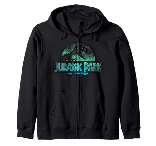 Image of Jurassic Park Turquoise Safari Circle Logo Zip Hoodie
