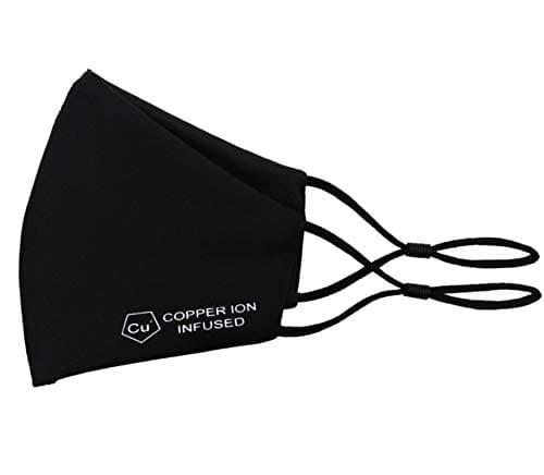 Image of Face Mask Copper Ion infused – Washable & Reusable with Antibacterial active Copper Ions. UK Covering Commuting Anti Pollution Facemask Bike Motorcycle Cycling Sports Adult Black
