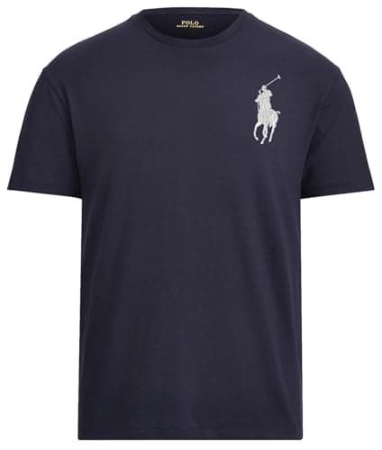 Image of POLO RALPH LAUREN Men's Jersey Cotton Crew Neck T-Shirt, French Navy With Big Pony, Large