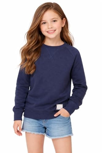 Image of Blu Apparel Kids Premium Crew Neck Sweatshirt Boys Girls Cotton Blend Sweaters Unisex Childrens Jumper (UK, Age, 7 Years, 8 Years, Regular, Navy)