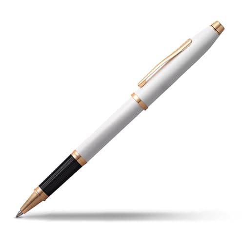Image of CROSS Century II Pearlescent White Lacquer Rollerball Pen with Rose-Gold Tone Appointments