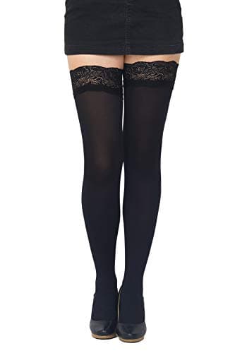 Image of SENTELEGRI Colourful Opaque 40 Denier Microfibre Hold Ups Stockings, Sizes S-XXL (XLarge, Black)
