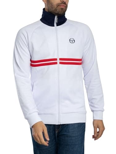 Image of Sergio Tacchini Men's Dallas Track Jacket, White/Maritime Blue/Adrenaline Rush, XXL