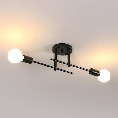 Image of Riserva Modern Ceiling Lamp, E27 Sputnik Ceiling Light Adjustable Semi-Flush Mount, 2-Light Chandelier Black for Living Room, Hallway, Bedroom, Dining Room, Café, Hotel
