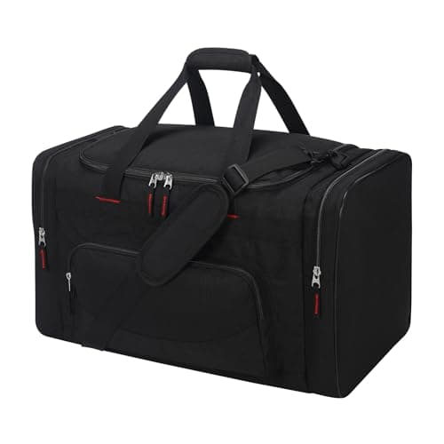 Image of 55L Large Sports Holdall Bags for Men, 22 Inch Gym Duffle Bag with Multi Pockets, Travel Fitness Weekend Overnight Bag - Black