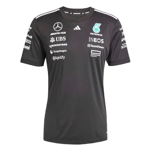 Image of adidas Men's Mercedes - AMG Petronas Formula ONE Team Team Polo Black Men, Black/White, L