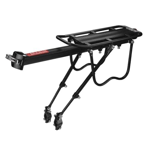 Image of Flexzion Bicycle Rack for Back of Bike - Bicycle Seat Pannier Luggage Backpack Cargo Basket Carrier Adjustable Aluminum Alloy for Road MTB Mountain Folding Bike with Red Reflector Lamp 110lb Capacity