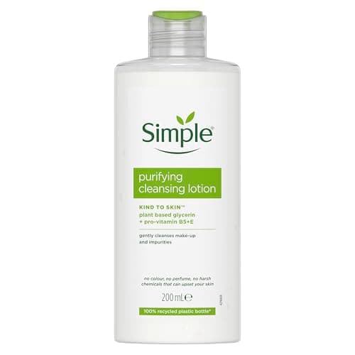 Image of Simple Kind to Skin Purifying Cleansing Lotion Cleanser for Sensitive Skin Gently Removes Makeup and Impurities 200 ml
