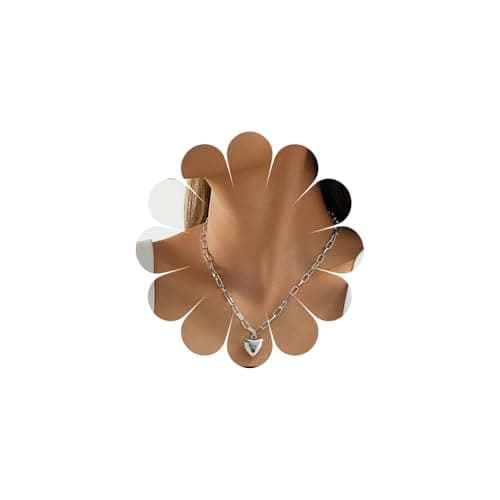 Image of Atentuyi Gold Thick Heart Pendant Necklace Silver Puffed Heart Necklace Chunky Heart Necklace Choker Paperclip Necklace Link Chain Necklace Simple Necklace Minimalist Necklace Jewelry for Women