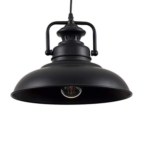 Image of MiniSun | Industrial Style Matt Black Metal Ceiling Pendant Light Fitting | Ceiling Lights & Home Improvements Essential | Mains Wired