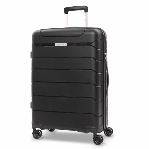 Image of Aerolite Medium 24in 67L Premium Lightweight Polypropylene Hard Shell 4 Wheel Spinner Travel Hold Checked Check in Luggage Suitcase (Black)