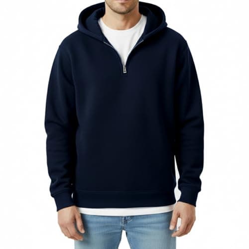Image of Gift Hub Mens Hoodie Quarter Zip – Fleece Jumper, Hooded Sweatshirt, Pullover & Half Zip Jacket for Men UK – Durable Casual, Work & Outdoor Wear – Navy - 2X Large