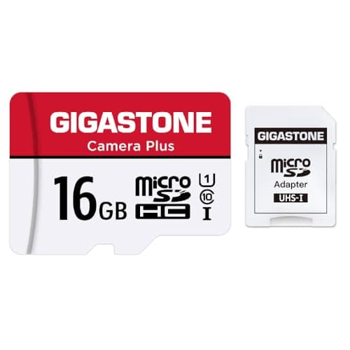 Image of Gigastone 16GB Micro SD Card, Camera Plus 90MB/s, Full HD Video, U1 C10 Class 10 Micro SDHC UHS-I Memory Card, with MicroSD to SD Adapter