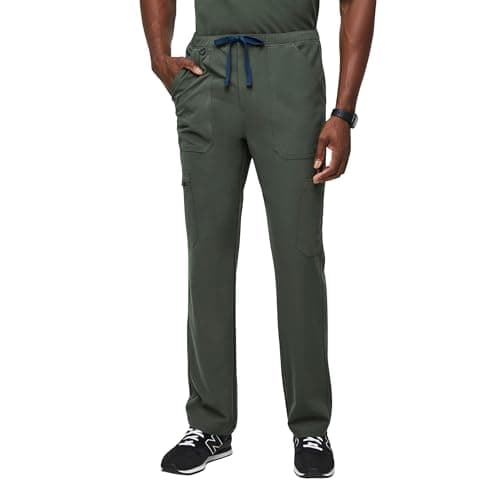 Image of FIGS Cairo Cargo Scrub Pants, Classic Straight Leg Fit, Moss, Small