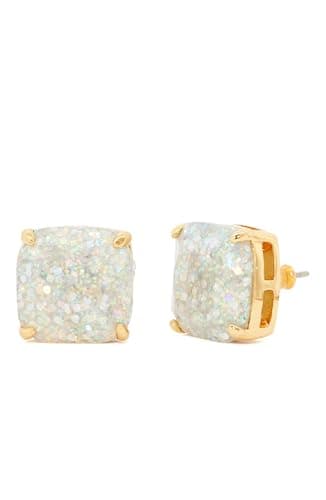 Image of Kate Spade New York small square studs, Opal Glitter