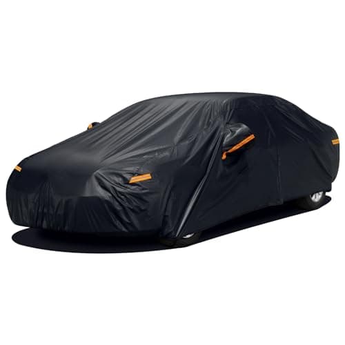 Image of Seazen Car Cover 7 Layer Waterproof All Seasons Heavy Duty Zipper Full Coverage UV Snow Wind Protection Universal Car Cover Sedan Up To 18ft